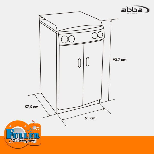 Estufa Abba 4 Puestos AB 100-6 QL GP Gabinete Tapa Vidrio Negra - Imagen 7