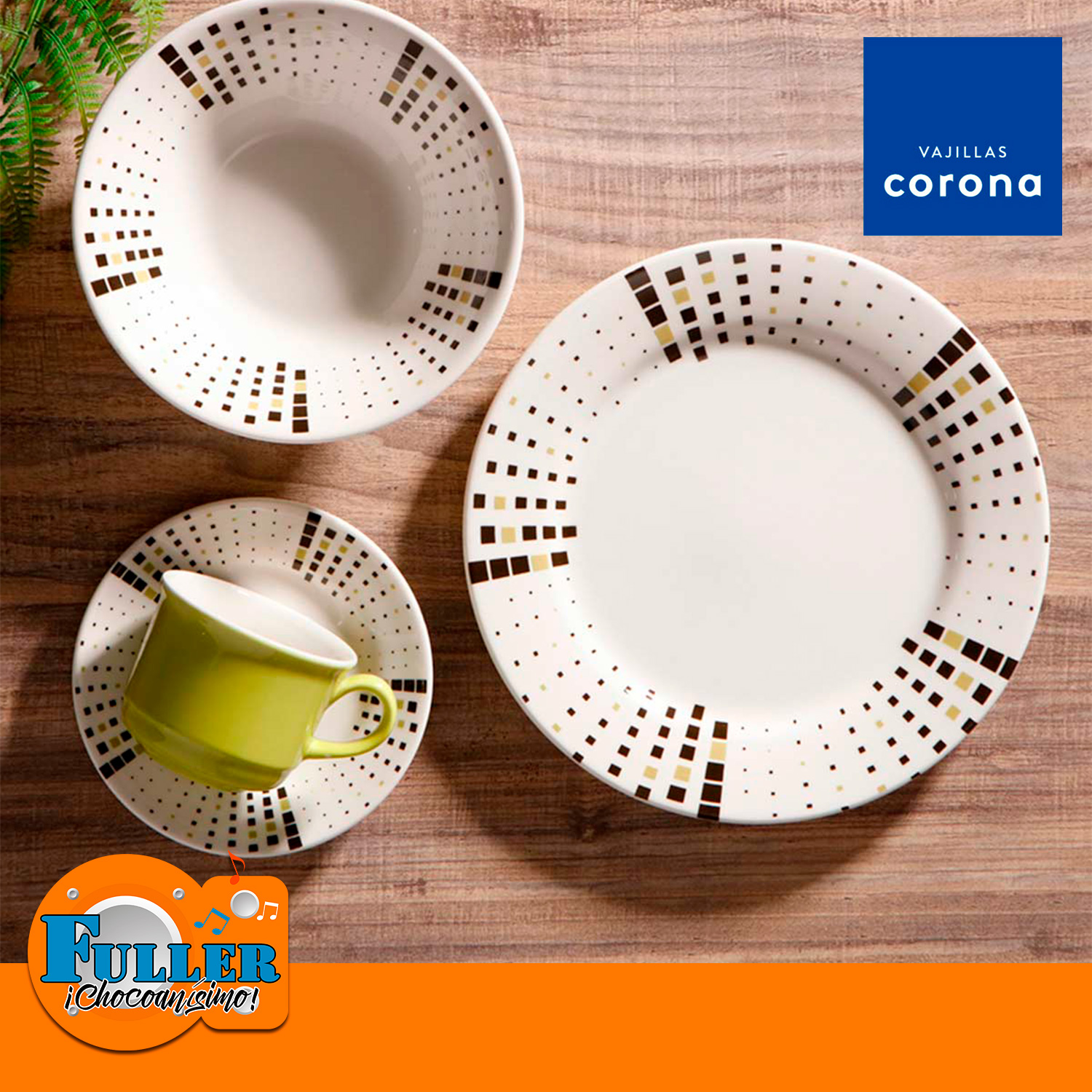 Vajilla Corona Malaya 4 Puestos 16 Piezas Redonda - Imagen 2