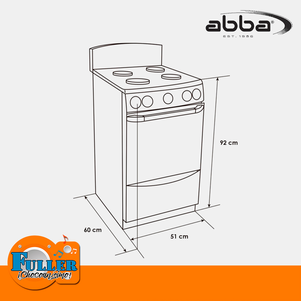 Estufa Abba 4 Puestos Gas AB201-5 Horno Negro - Almacenes Fuller