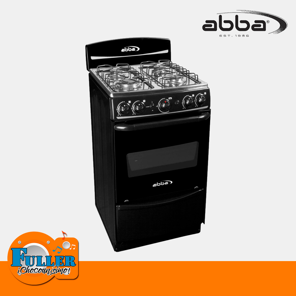 Estufa Abba 4 Puestos Gas AB201-5 Horno Negro - Almacenes Fuller
