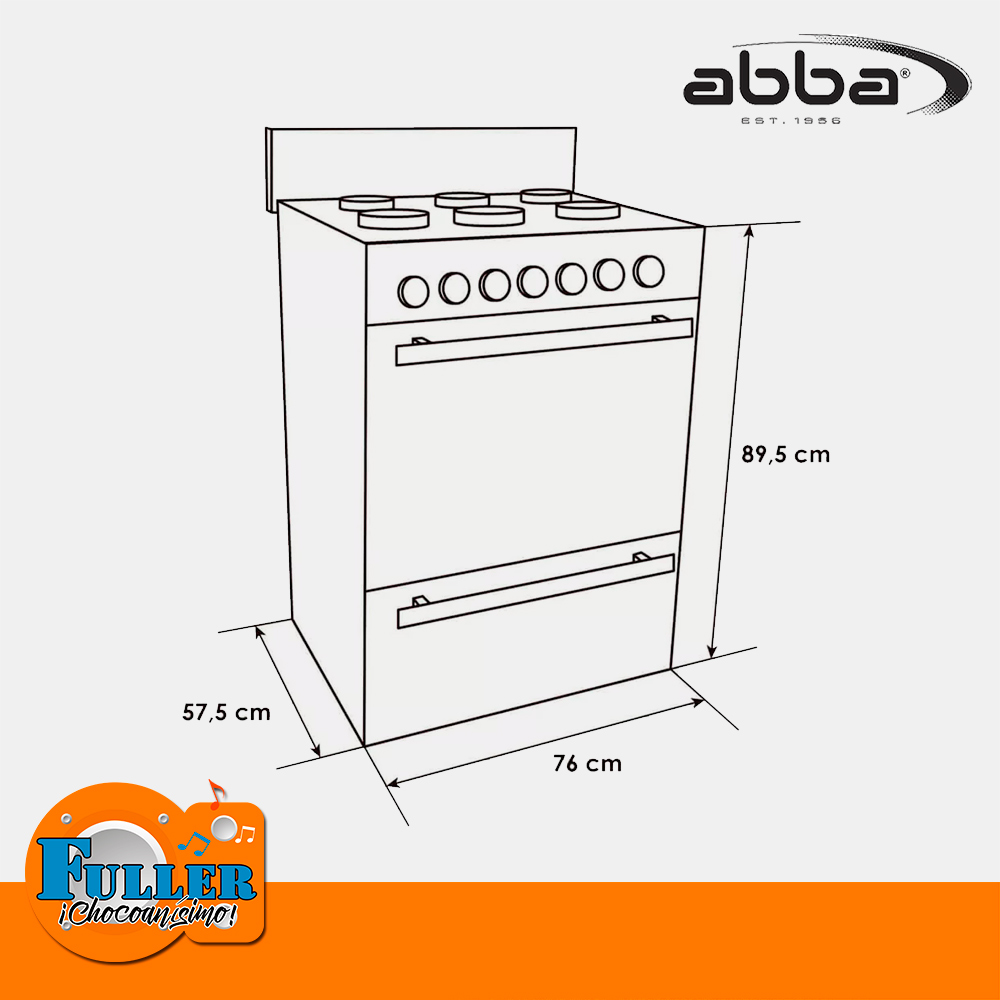 Estufa Abba 6 Puestos Gas RG803-4 N Horno Gratinador - Almacenes Fuller